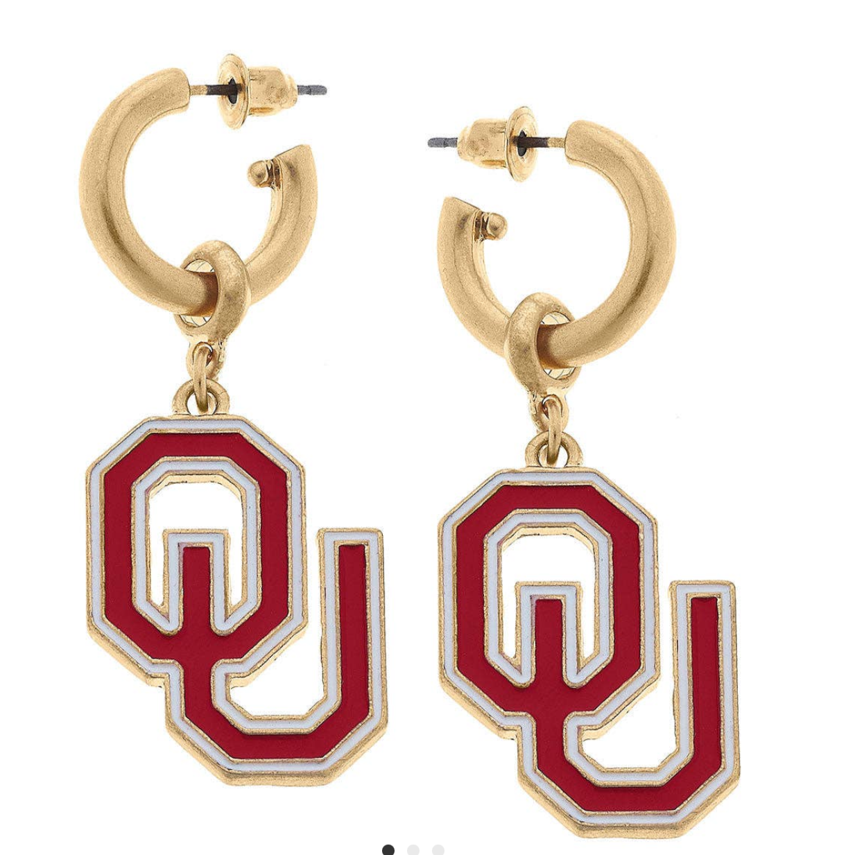 Oklahoma Sooners Drop Hoop Earrings