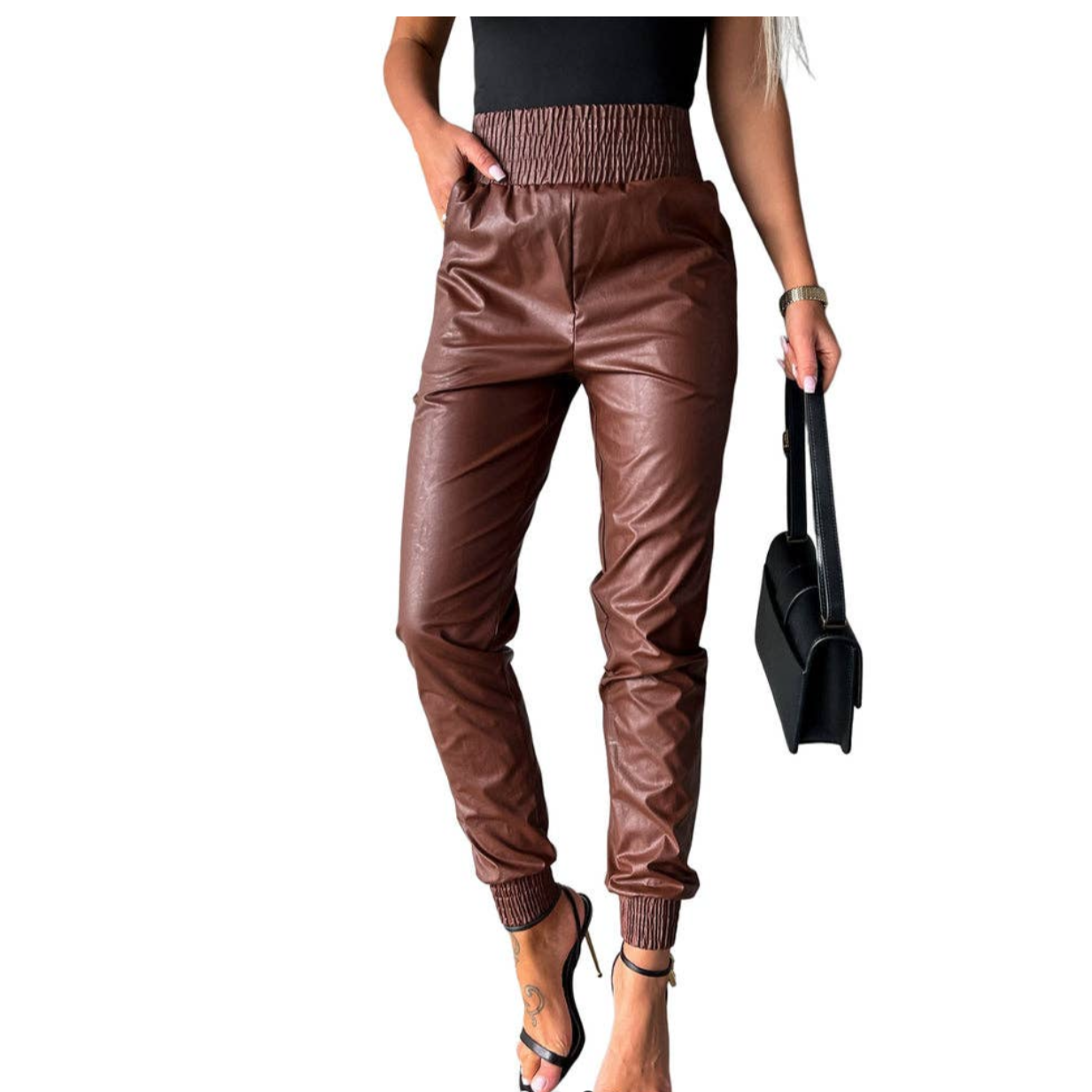 Faux Leather Joggers