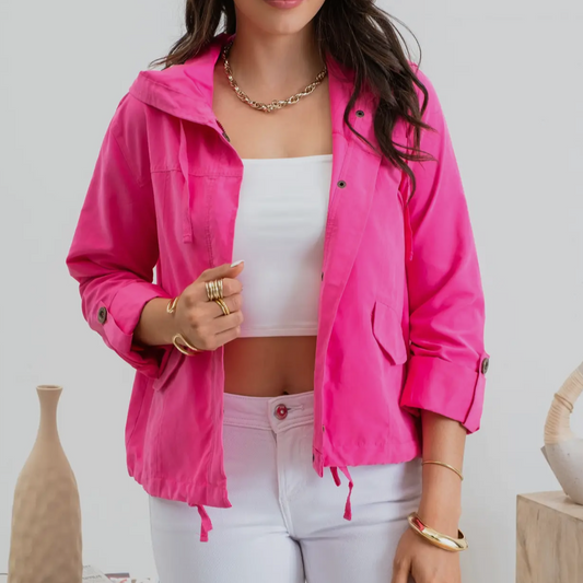 Hot Pink Snap Hooded Jacket