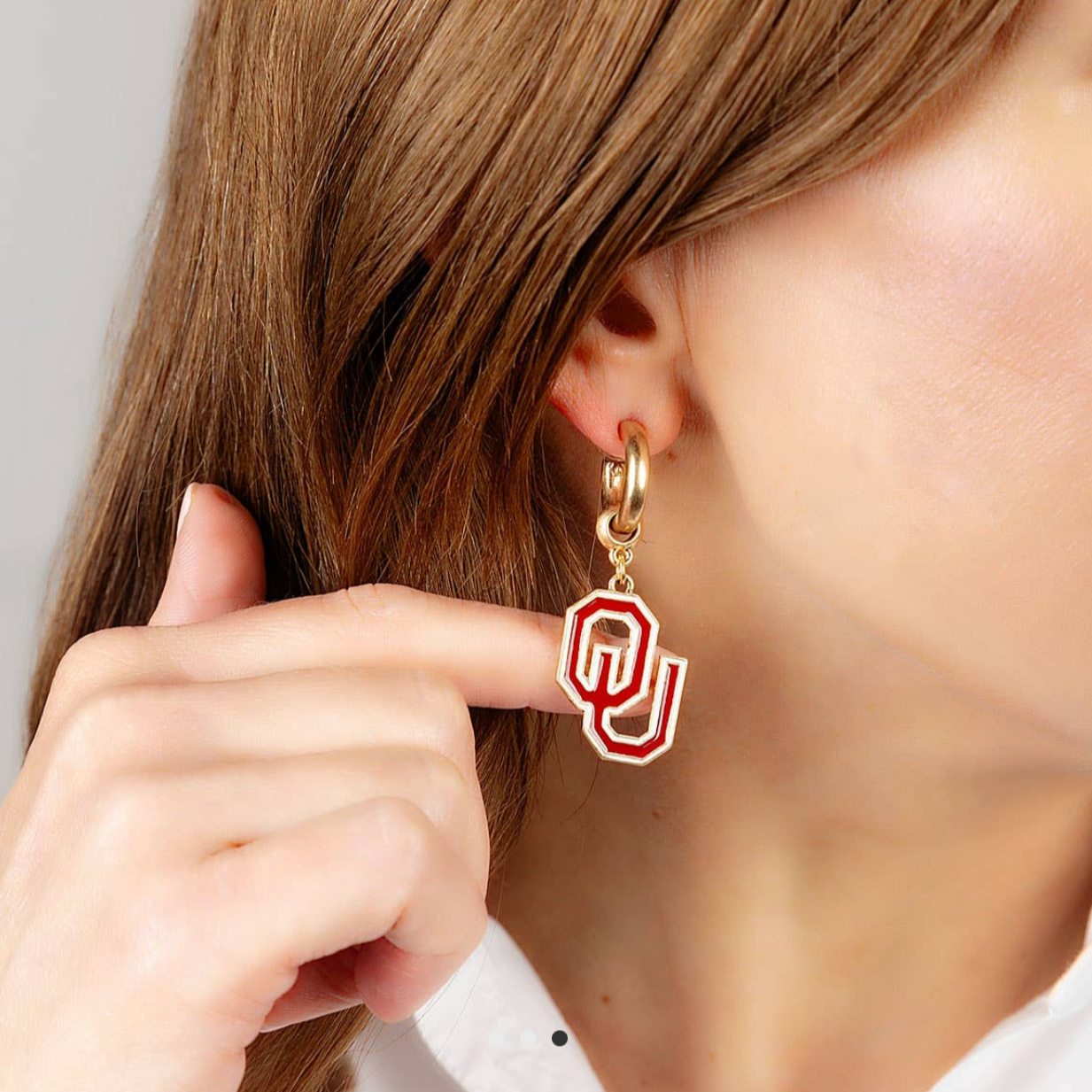 Oklahoma Sooners Drop Hoop Earrings