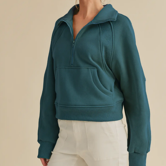 Teal half zip Pullover