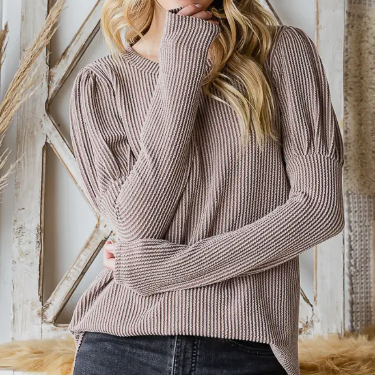 Camel Rib Knot Top