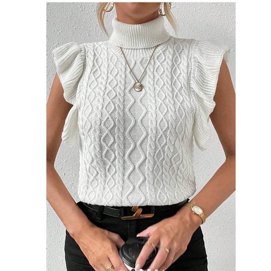 Textured Ruffle Sleeve Sweater