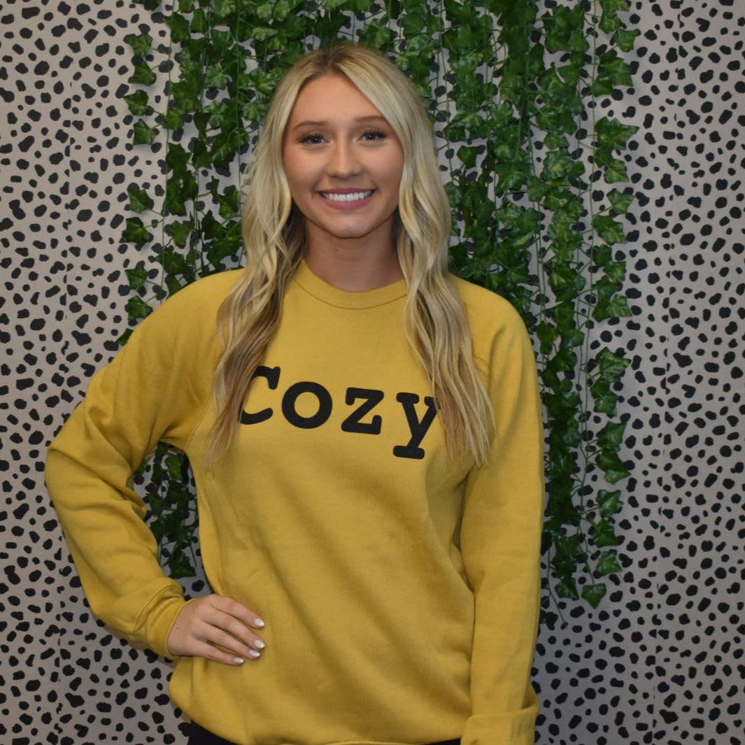 mustard cozy crewneck sweatshirt