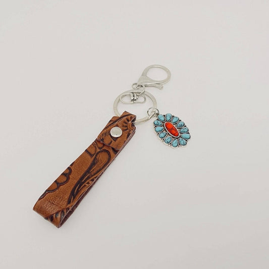 Leather Tooled Keychain